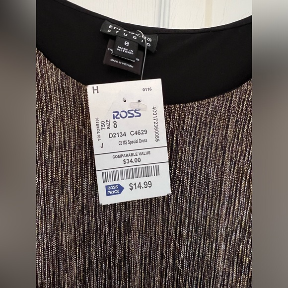 New with tags sparkly gold, silver and black short party dress - Picture 3 of 5